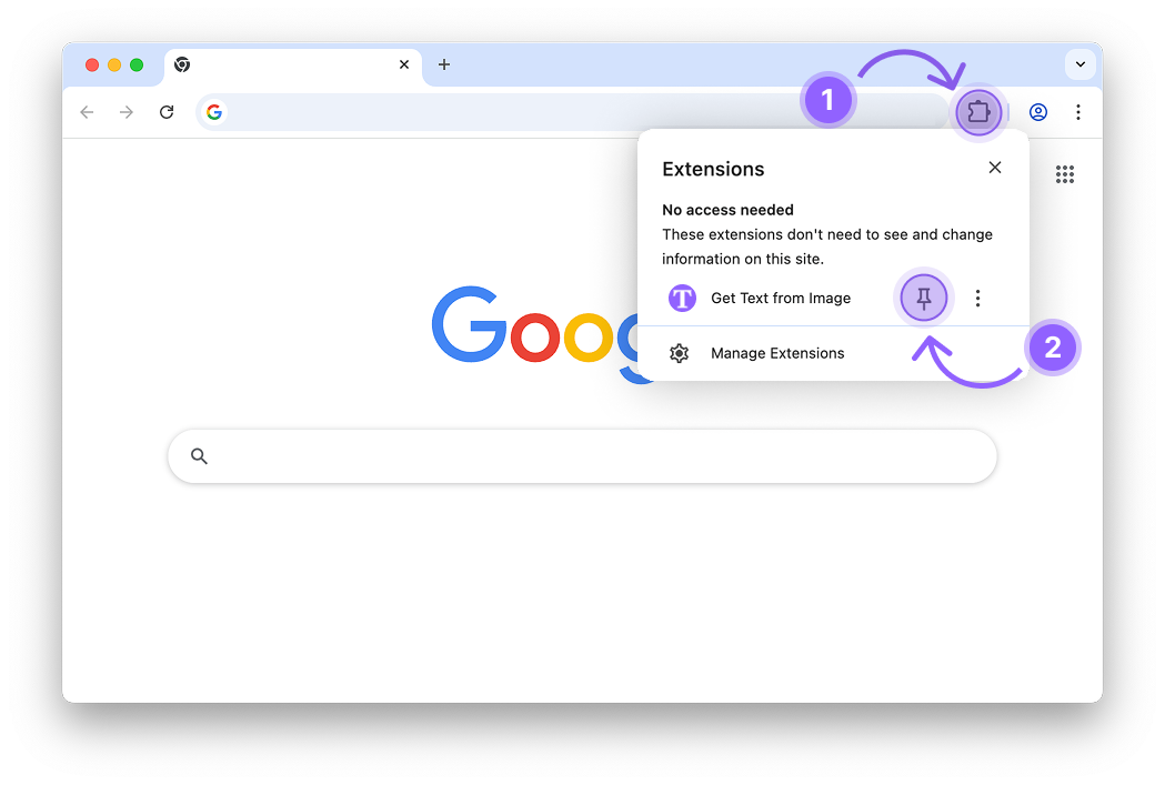 Browser extension installation step 1